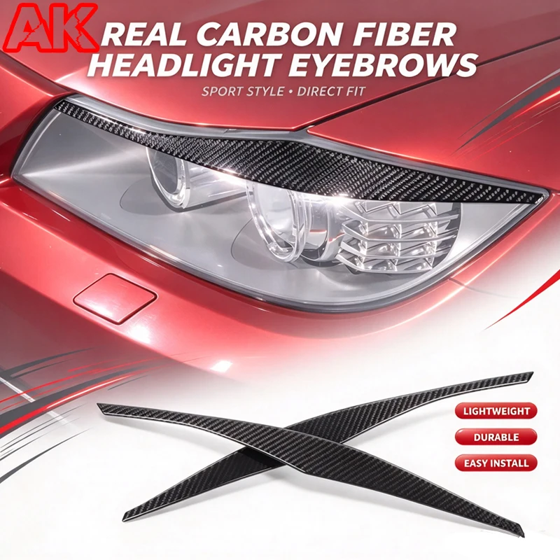 For BMW Series 3 E90 E91 2005-2012 Soft Carbon Fiber Car Headlight Eyebrow Eyelid Trim Strip Sticker Car Accessories 2 Pcs