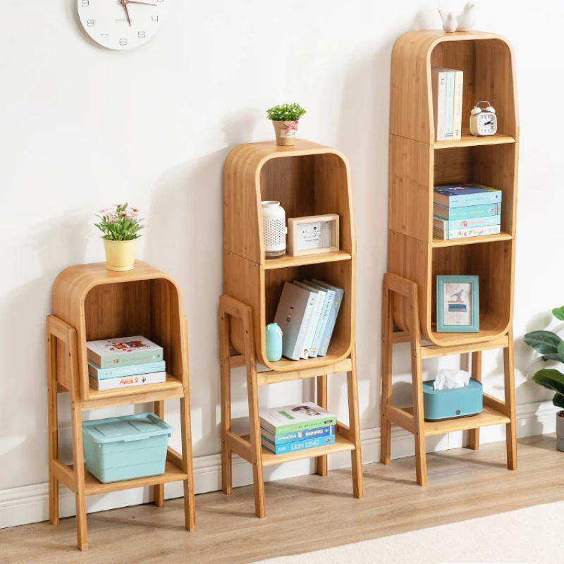 

Small Solid Wood Storage Cabinets Simple Floor Standing Bookshelves Multifunctional Shelves Wooden Style Living Room Furniture