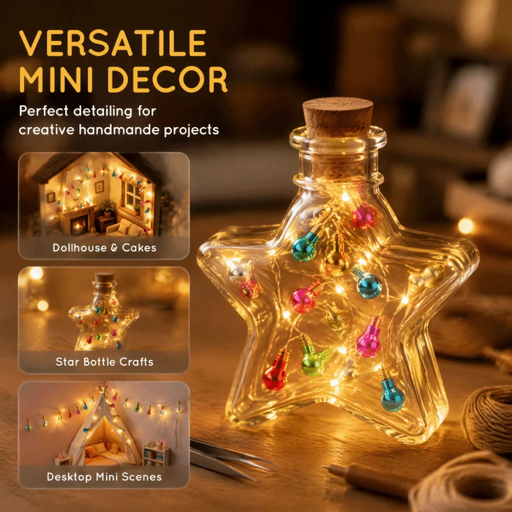 1m / 3.28ft Dollhouse String Lights Colorful Simulation Miniature Electric Lighting String Luminous DIY Dollhouse Scene Ornament