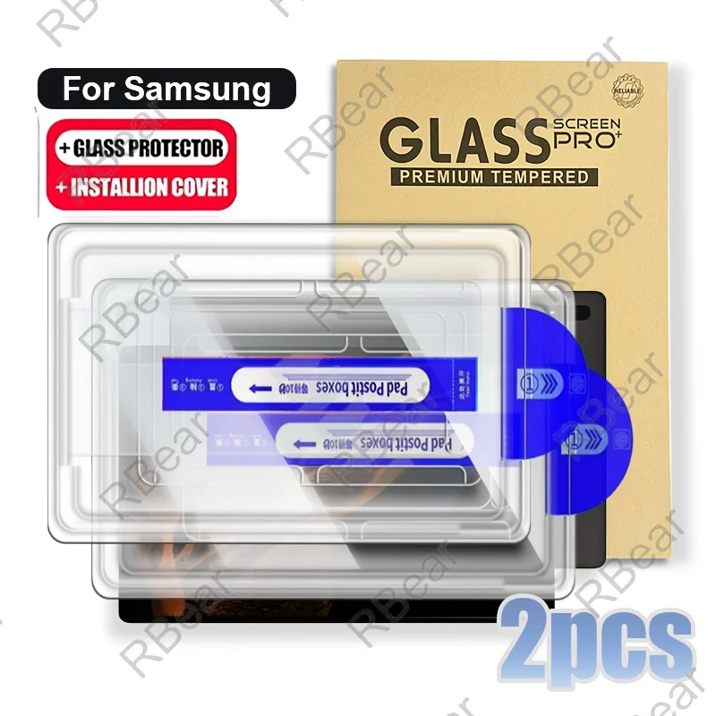 2Pcs for Samsung Tab A9+ 11" Anti-Fingerprint Crystal Clear Dust-Free Tempered Glass, Touch Responsive, Auto-Align Chamber Film
