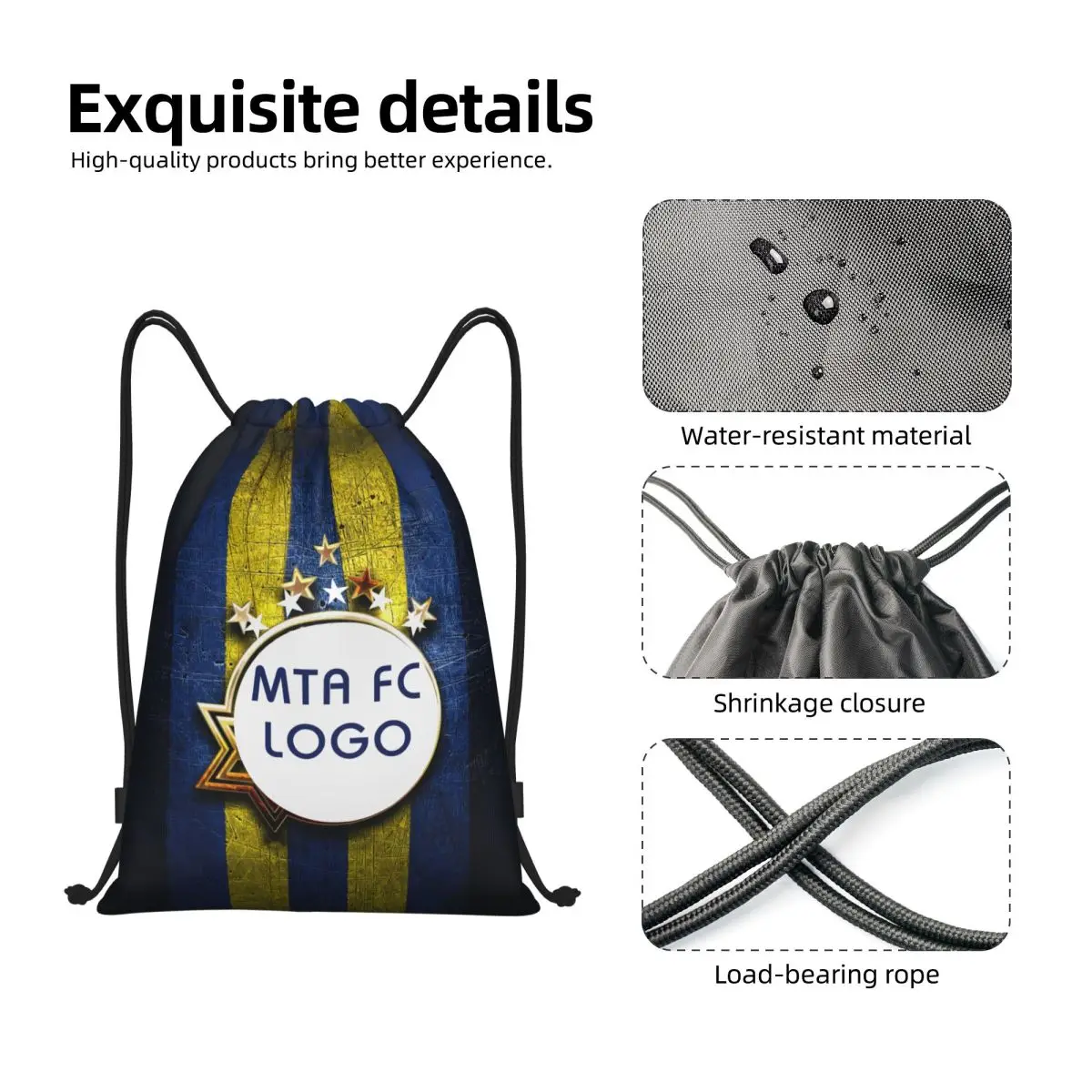 Maccabi Tel Aviv Drawstring Backpack Gym Sports Bag Travel Sackpack Gymsack Backpack