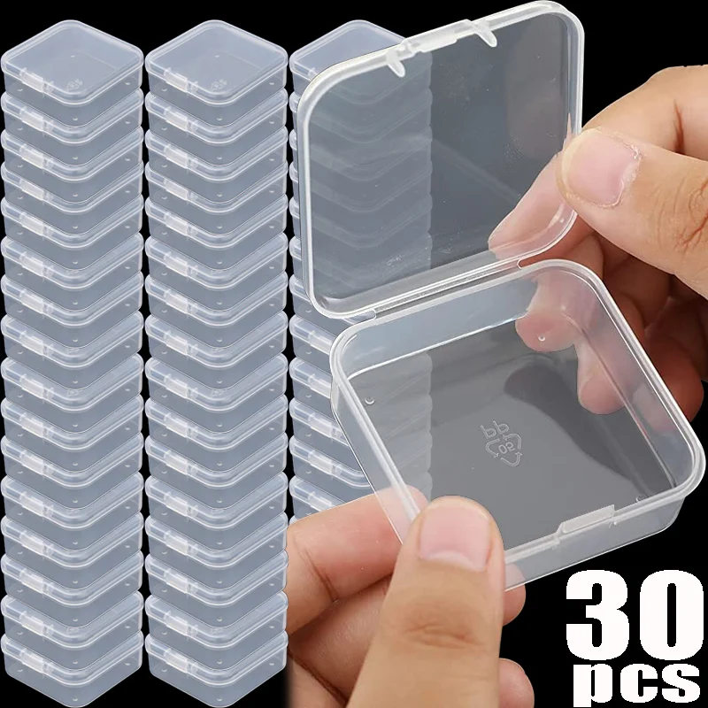 

30PCS Square Transparent Jewelry Storage Box Flip Seal Plastic Dustproof Storage Case Clamshell Jewelry Packag Display Container