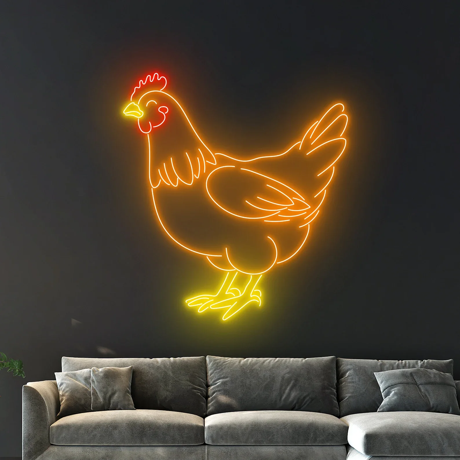 Hen Neon Sign Wall Art Decor Hen Chicken Cute Animal Nursery Room Sign Special Birthday Gift for Kids Farmhouse Neon
