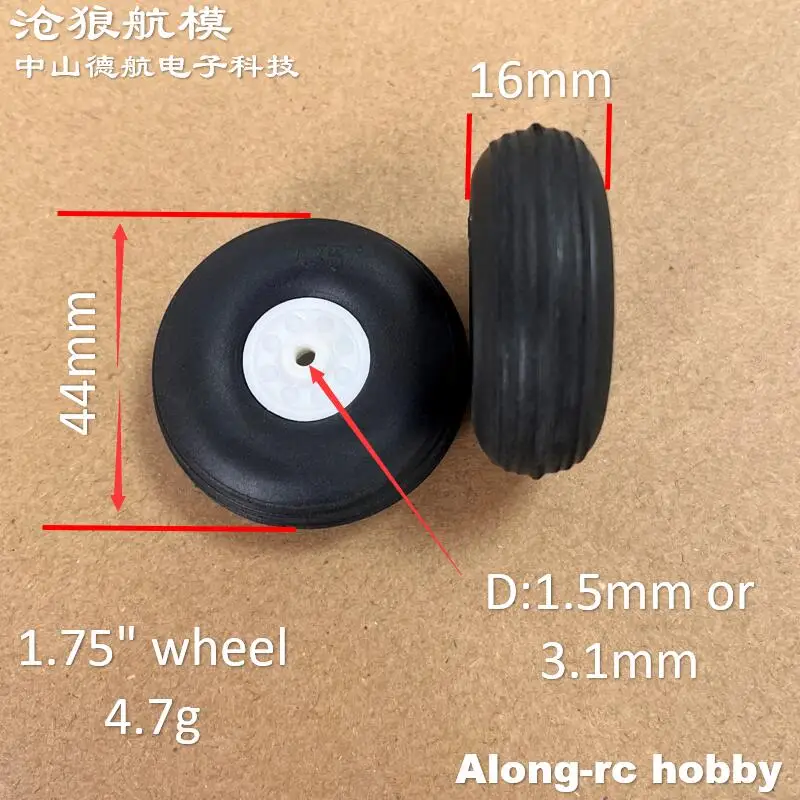 Pièce de rechange pour modèle d'avion RC, roue en PU 31mm 36mm 44mm 25mm, roues (1.25 "1.5" 1.75 1.0 pouces) pour train d'atterrissage, bricolage
