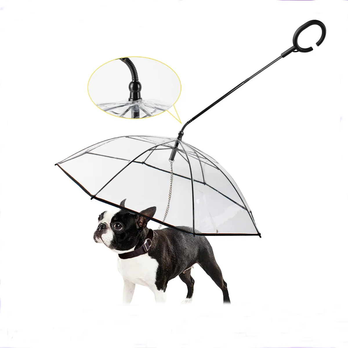 

Transparent pet umbrella - Dog C-shaped umbrella pet accessory - Adjustable leash for dog walking in rainy days