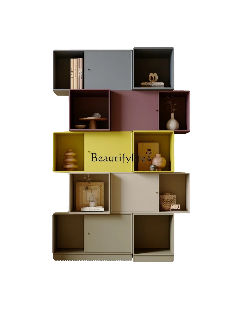 

XX39Italian minimalist floor-to-ceiling bookcase modular color shelf combination