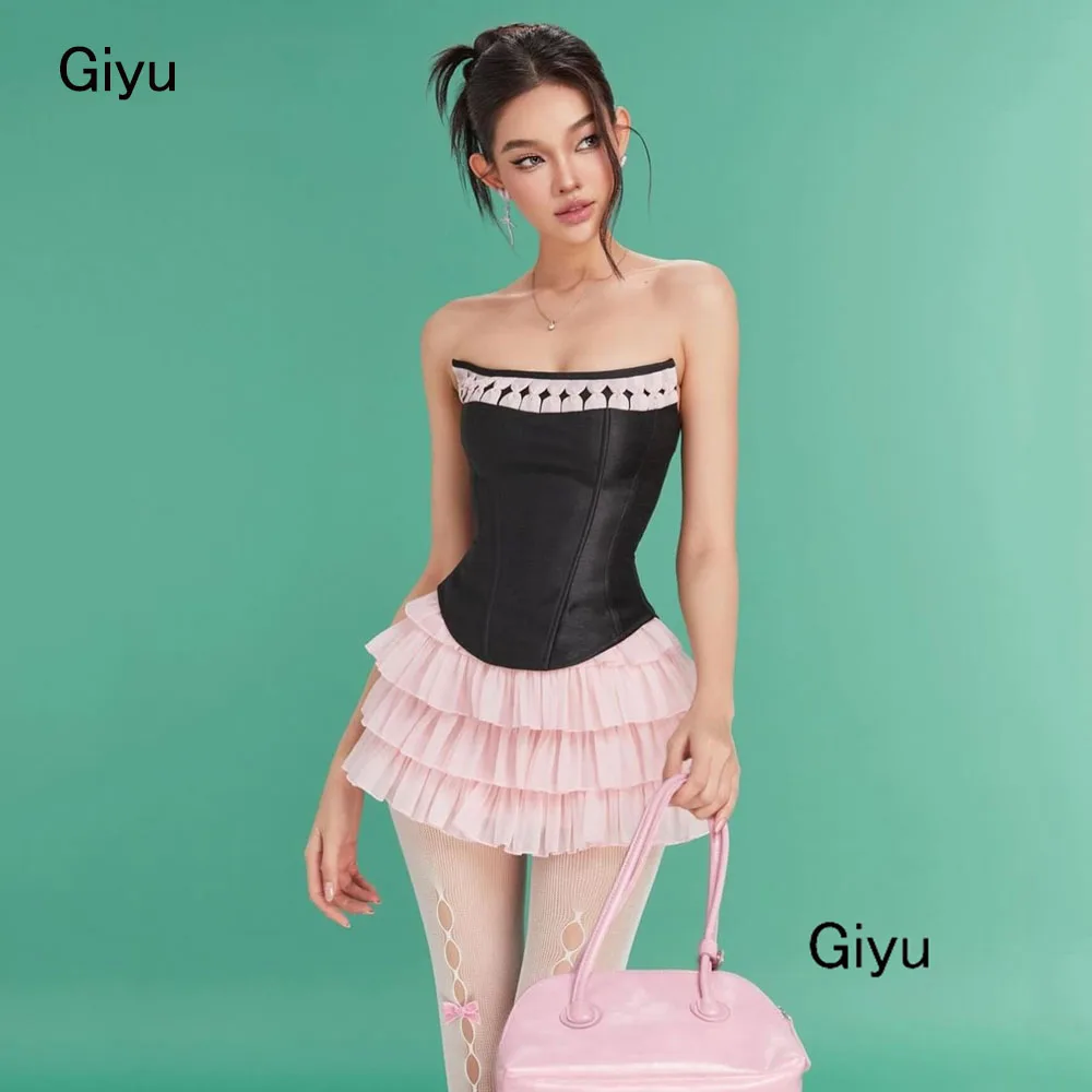 

Giyu Modern Style Bow Prom Dress Strapless Draped Short-length Above The Knee Birthday Party Dress Cocktail Dress Summer Dress