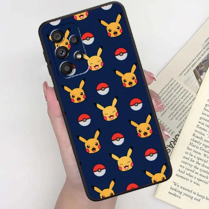 P-Poke M-Mons كارتون لسامسونج A41 A35 A34 A33 A32 A25 A24 A23 A21s A06 A05 A04 A03 نوت 10 20 الترا 5G غطاء أسود