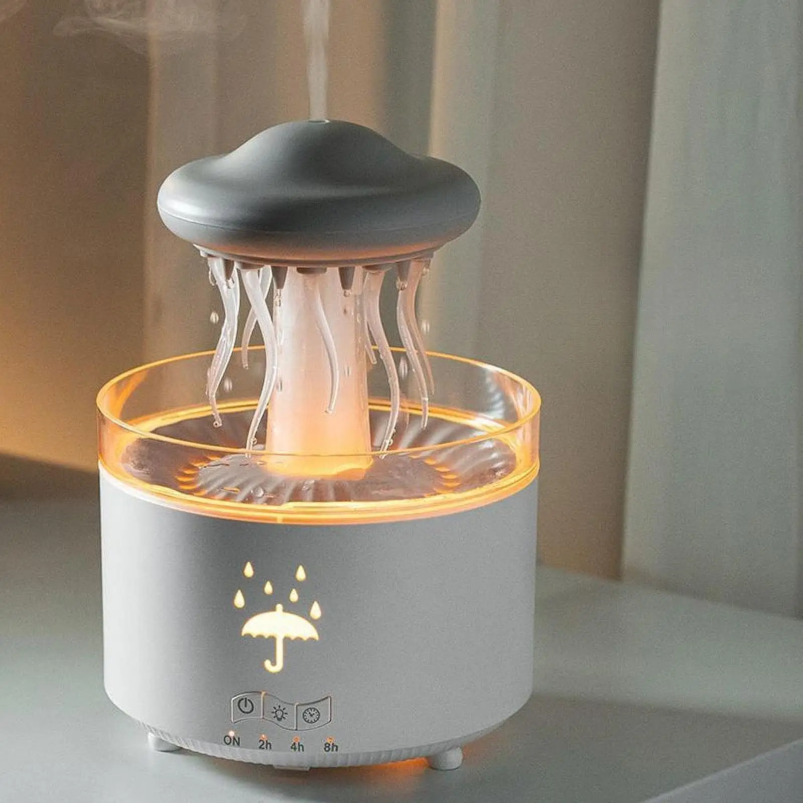 Rotating Raindrop Humidifier Scent Humidifier Essential Oil Humidifier 300mL for Study Home Desktop Bedroom Office Bedside Table