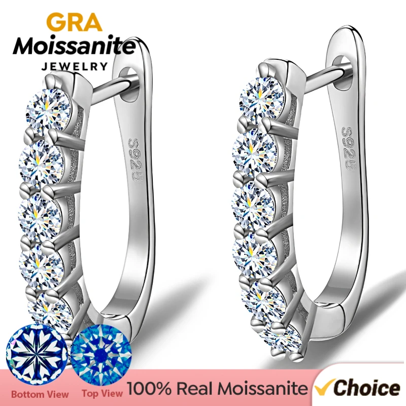 

GRA изысканные серьги-кольца с настоящим муассанитом и бриллиантами для женщин, оригинальные серьги из стерлингового серебра 925 пробы для свиданий, блестящие роскошные ювелирные изделия