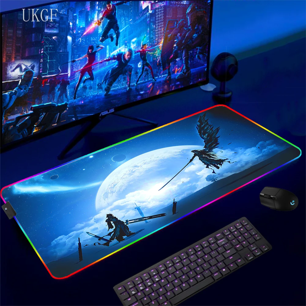 Large Gamer Final Fantasy XIV Mouse Pad Led Mousepad Rgb Computer Teclado Accessories Desk Mat Game Office Deskmat With Backlit