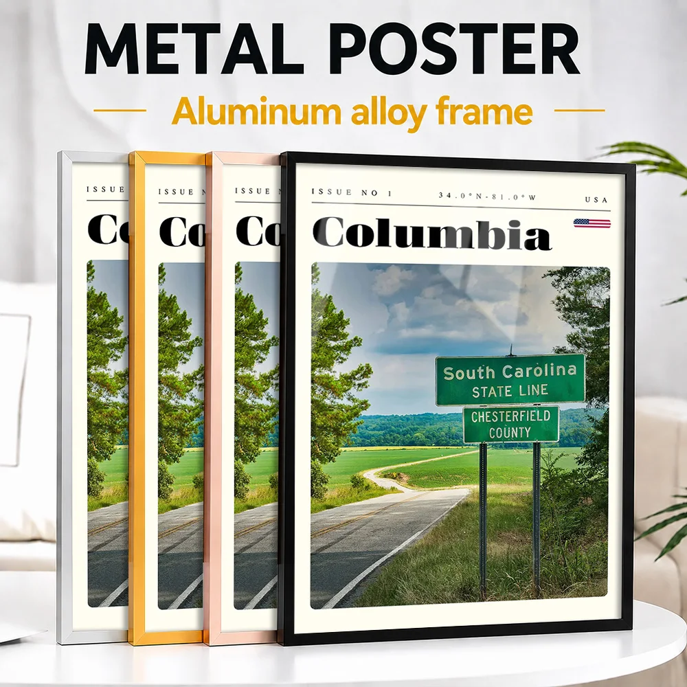 Columbia South Carolina Cityscape Framed Metal Print Customized Scenic Tribute Wall Art Designed For Office And Traveler Gift