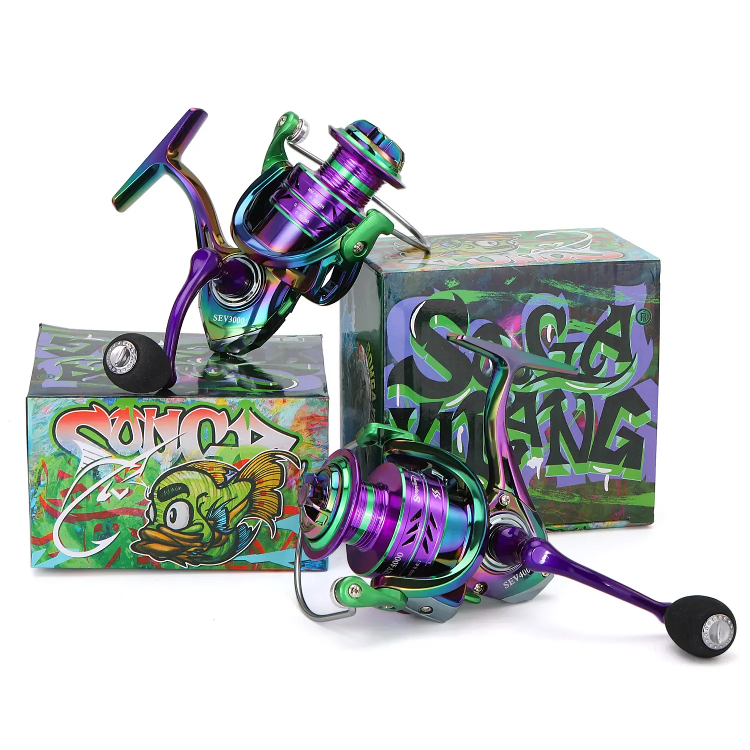 Sougayilang Spinning Angelrolle 5,2:1 Hochgeschwindigkeitsverhältnis EVA Grip Max Drag 12 kg Griff Karpfenbarsch für Süßwasser-Angelrolle – Detail 1