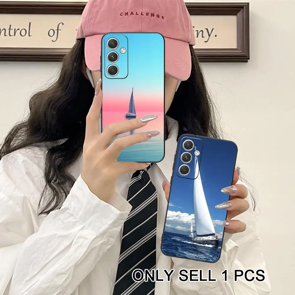 Pretty Sailboat Phone Case for Samsung Galaxy S26 S25 S24 S23 S22 S21 S20 Note20 Plus FE Ultra Soft TPU Shockproof Cover