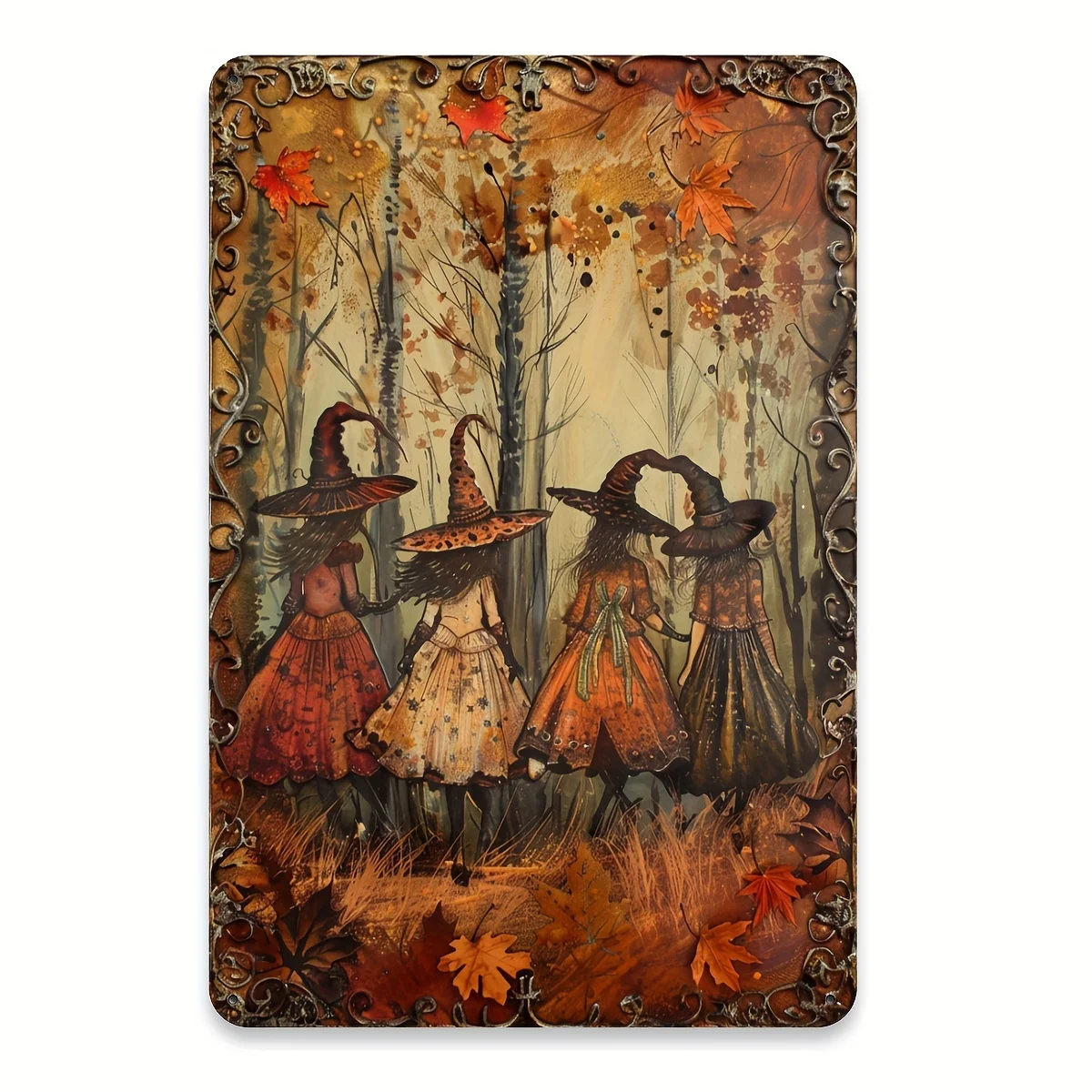 Witch in The Mysterious Forest - Vintage Metal Sign, Fantasy Art Style Wall Decoration, Suitable for Gyms, Cafes, Garages