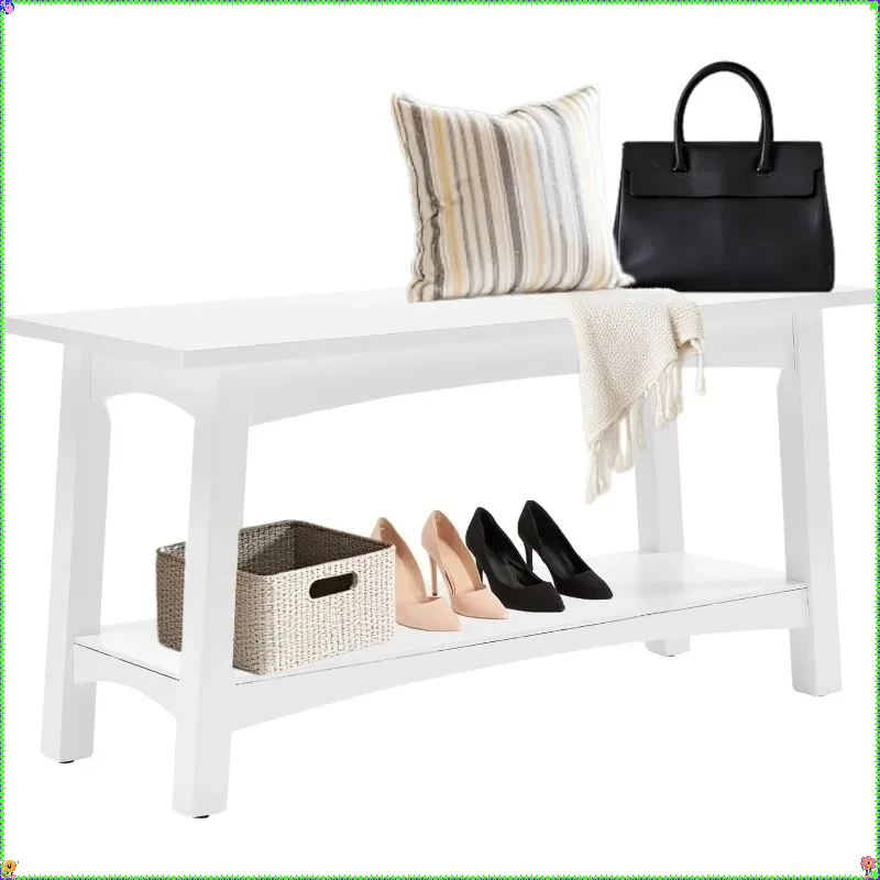 

Solid Wood Entry Bench 36 Inch - Hallway Storage Seat with Shoe Rack, Classic Design for Home & Apartment