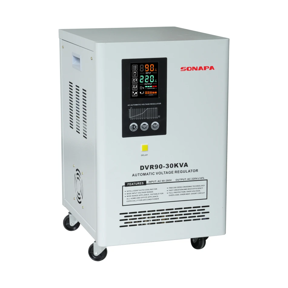 

Цифровой дисплей DVR90 30 кВА 24 кВт, бытовой автоматический стабилизатор напряжения переменного тока для бытовой техники