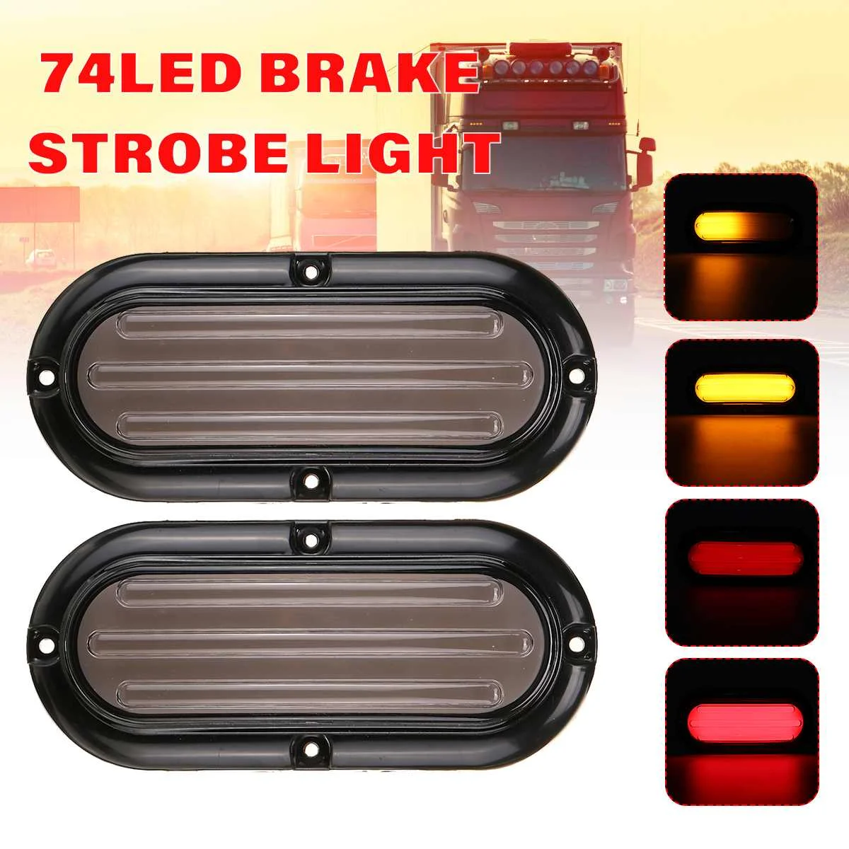 

2pcs 12V 24V 74 LED Dynamic Car Truck Tail Light Taillight Signal Lamp Indicator Strobe Flashing Warning Light Bus Trailer RV Va