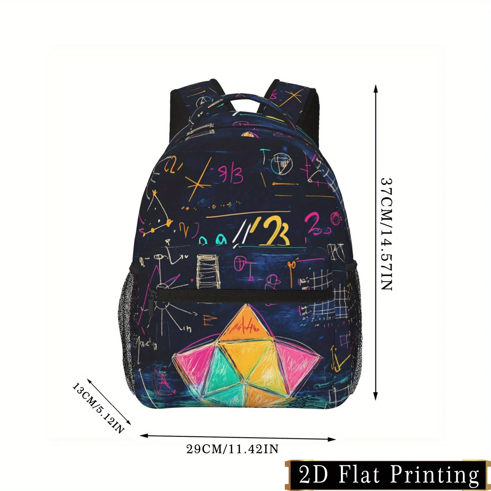 Math Formula Print Pattern Shoulder Strap and Waist Protection Design Backpack Fashionable iPad Laptop Bag with Large Capacity