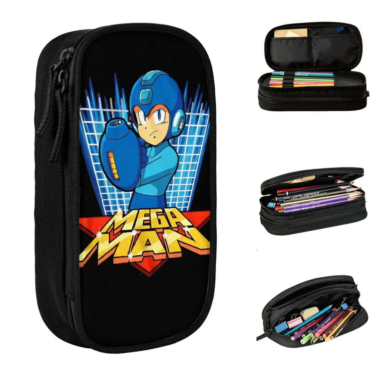 Megaman X Scifi-Trousse à Crayons de Jeu Vidéo, Boîte à Stylos Mignonne, Sacs de Rangement pour Étudiants, Fournitures Scolaires, Trousse Cosmétique