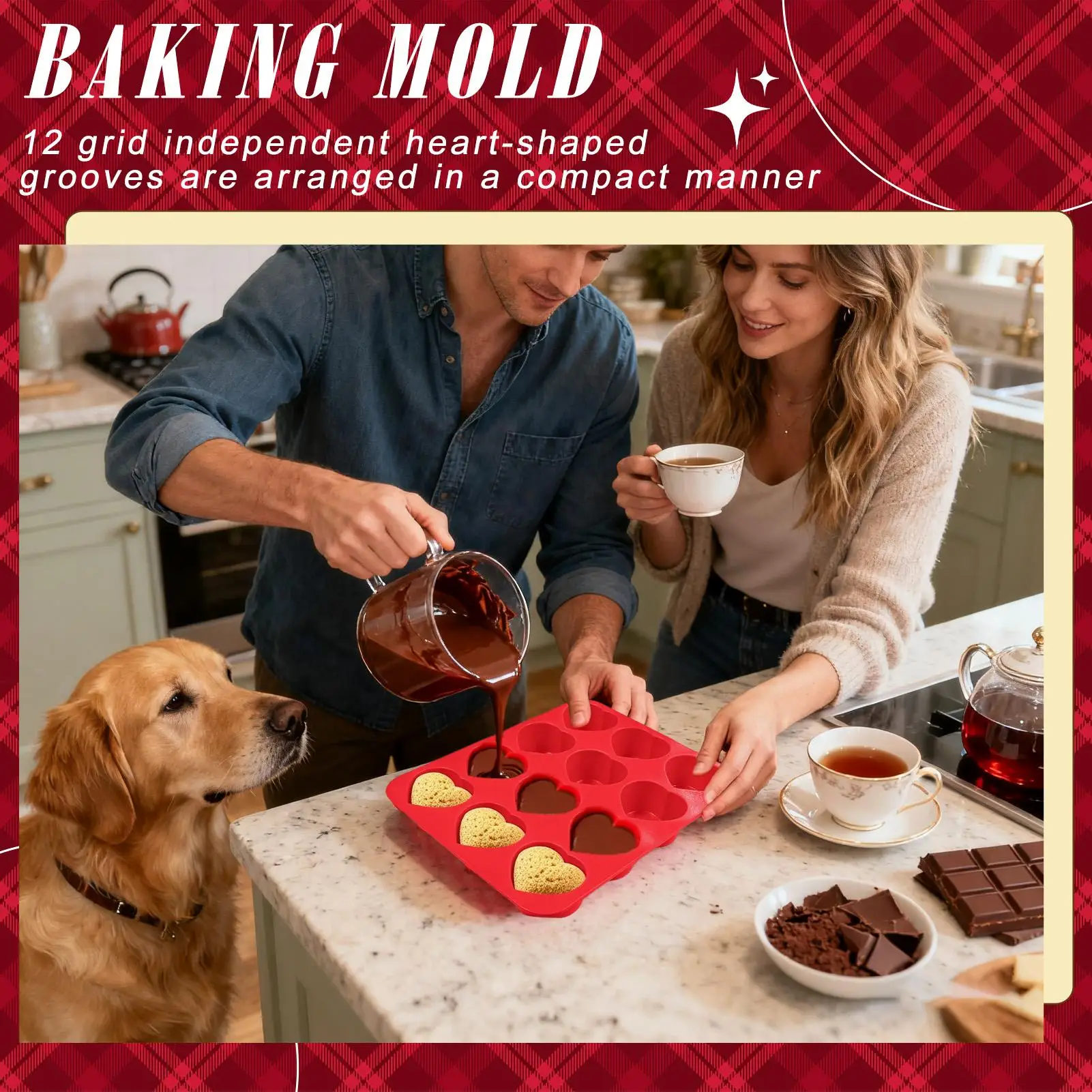 Silicone Baking Mold Non-stick 12 Cavity Mould Silicone Cookie Mold For Cake Candy Fondant Gummy Soap Candle Ice Jelly Wax Party