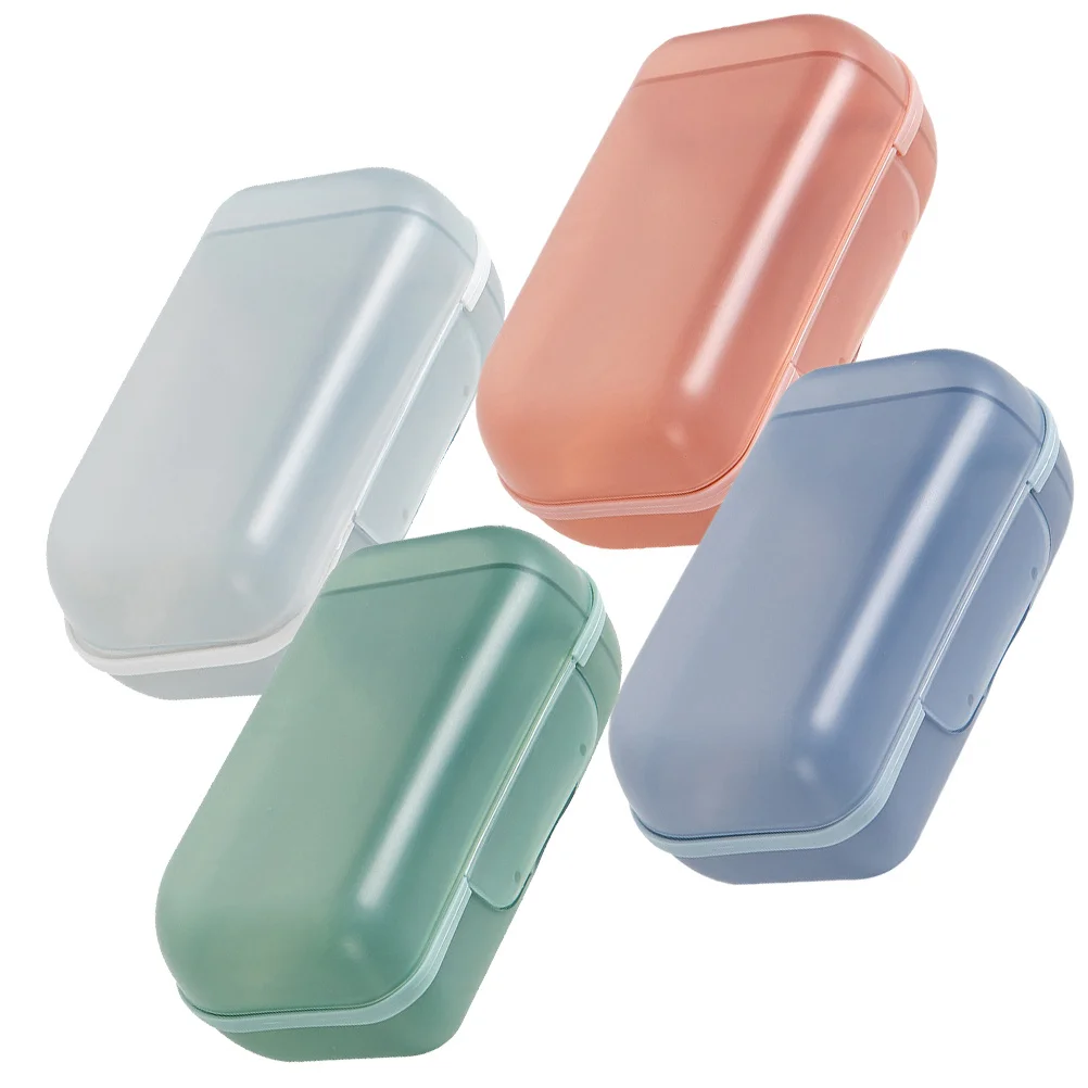 

4Pcs Compact Soap Storage Holder Travel Dish Lid Shower Tray Organizer Soap Box Holder Bathroom Accessories Bathroom Supplies