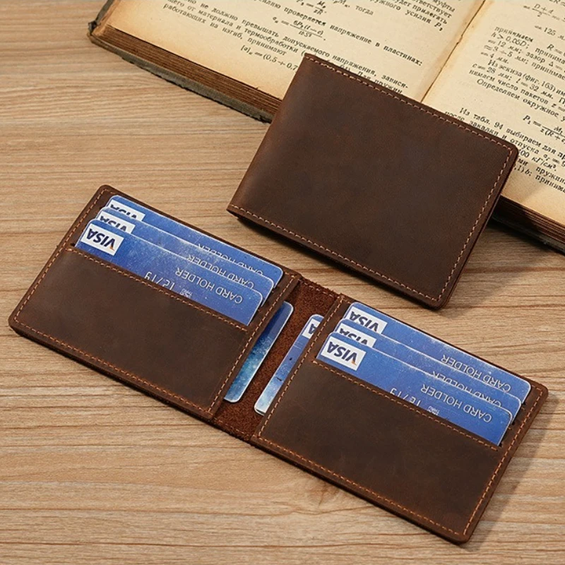 

Minimalist Cards Wallet for Men Slim Bifold Credit Card Holder Men's Genuine Leather Front Pocket Wallet Business Card Cases