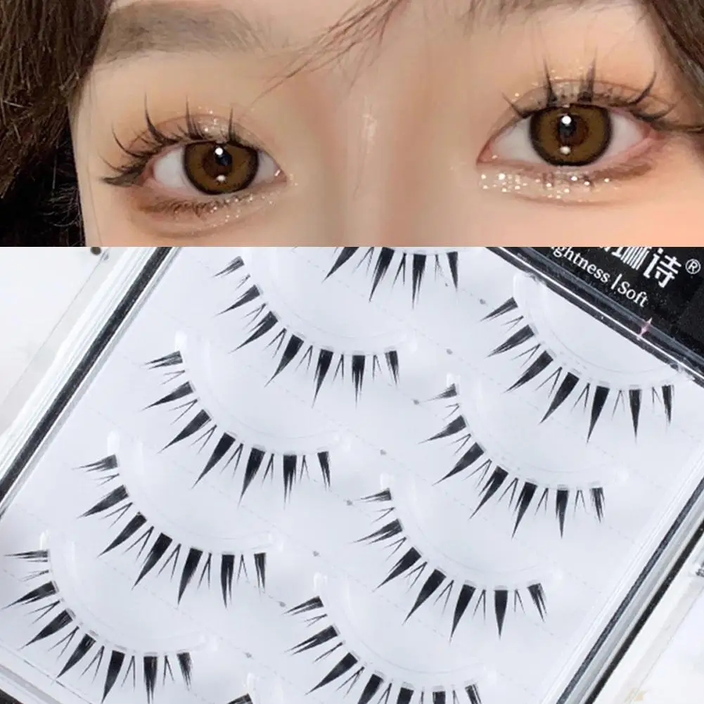 5 ペアつけまつげアップグレードされたまつげ V 字型透明幹ソフトナチュラルアイラッシュミンク韓国スタイルアニメメイク