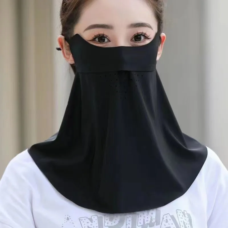 2024 Sunscreen Mask Traceless for Women Men New Detachable Ice Silk Anti-ultraviolet Summer Breathable Thin Cover Face Ventilate