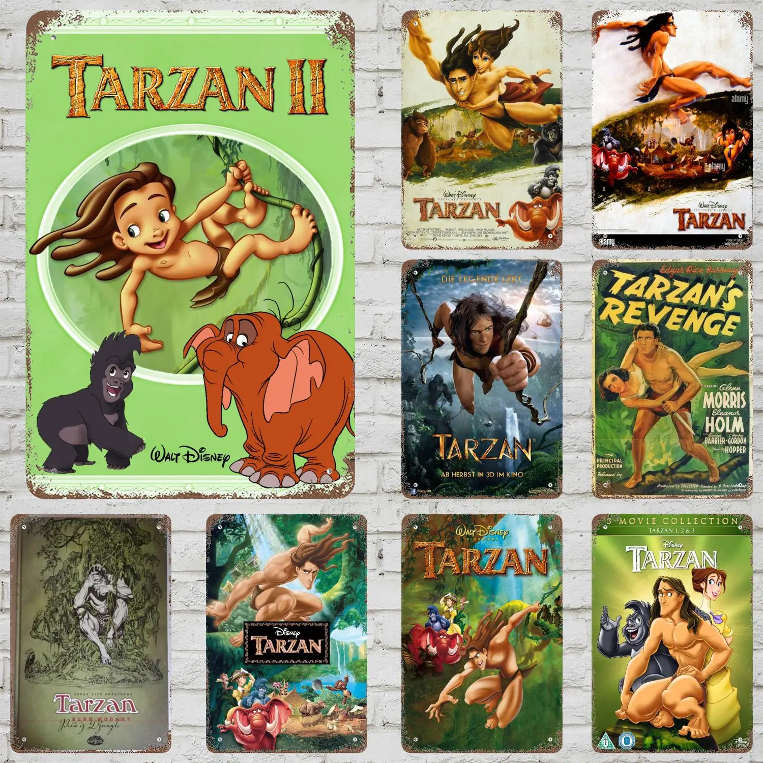

MINISO Tarzan Vintage Metal Tin Signs Posters Decor Retro Metal Plaque Wall Art Decor for Garage Bar