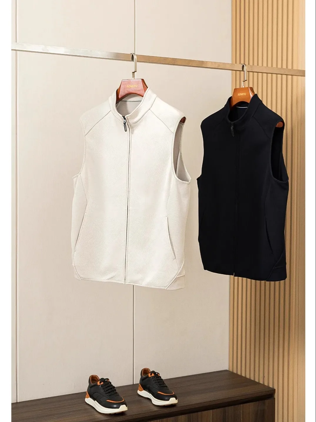 

Casual Woolen Men's Vest Busin Sle Autumn Winter Faion Ci Youth Zipper Closure Color Vest for Men