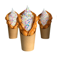 1pc Ice Cream DIY Sugar Cones Original Flavor White Hong Kong Bubble Waffle Different Shape Soft Props Snacks Bakery Order