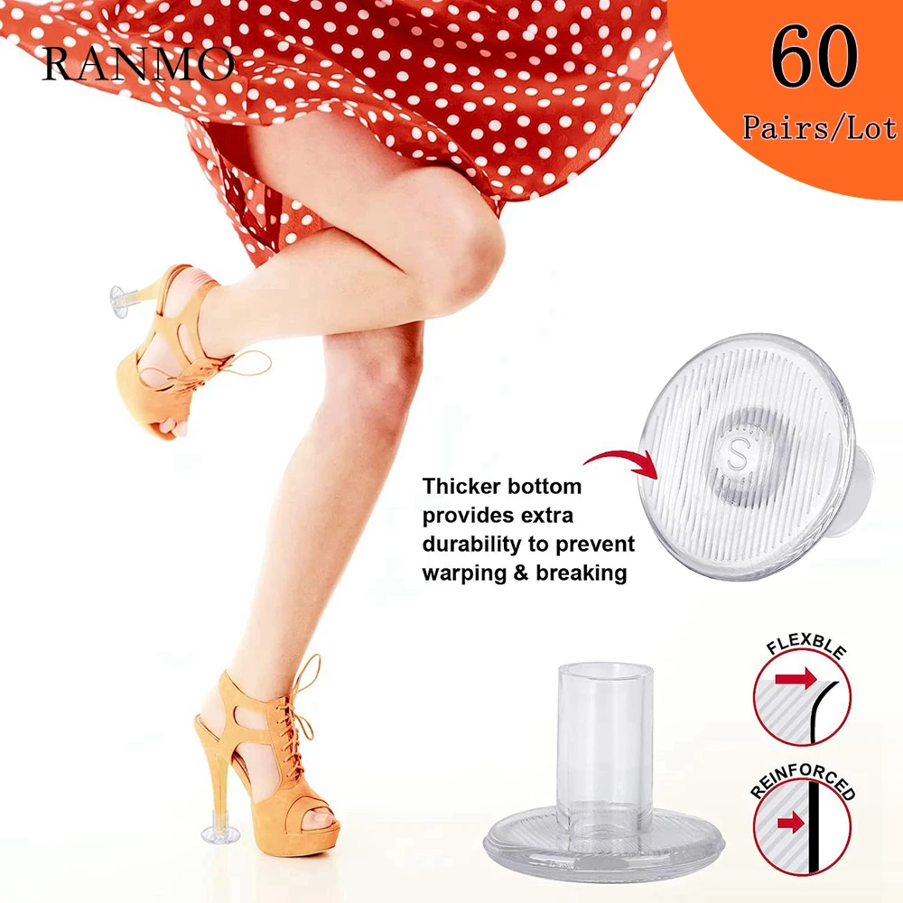 

60 Pairs Non-slip High Heel Protectors Women Shose Anti Sinking Heel Stoppers Heel Repair Caps Covers For Outdoor Wedding Party