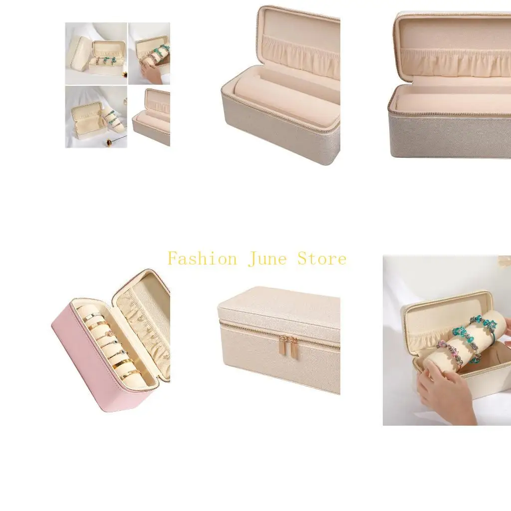 N5KA Jewellery Holder Lockable Case with Necklace Hooks and PU Leather Storage Case