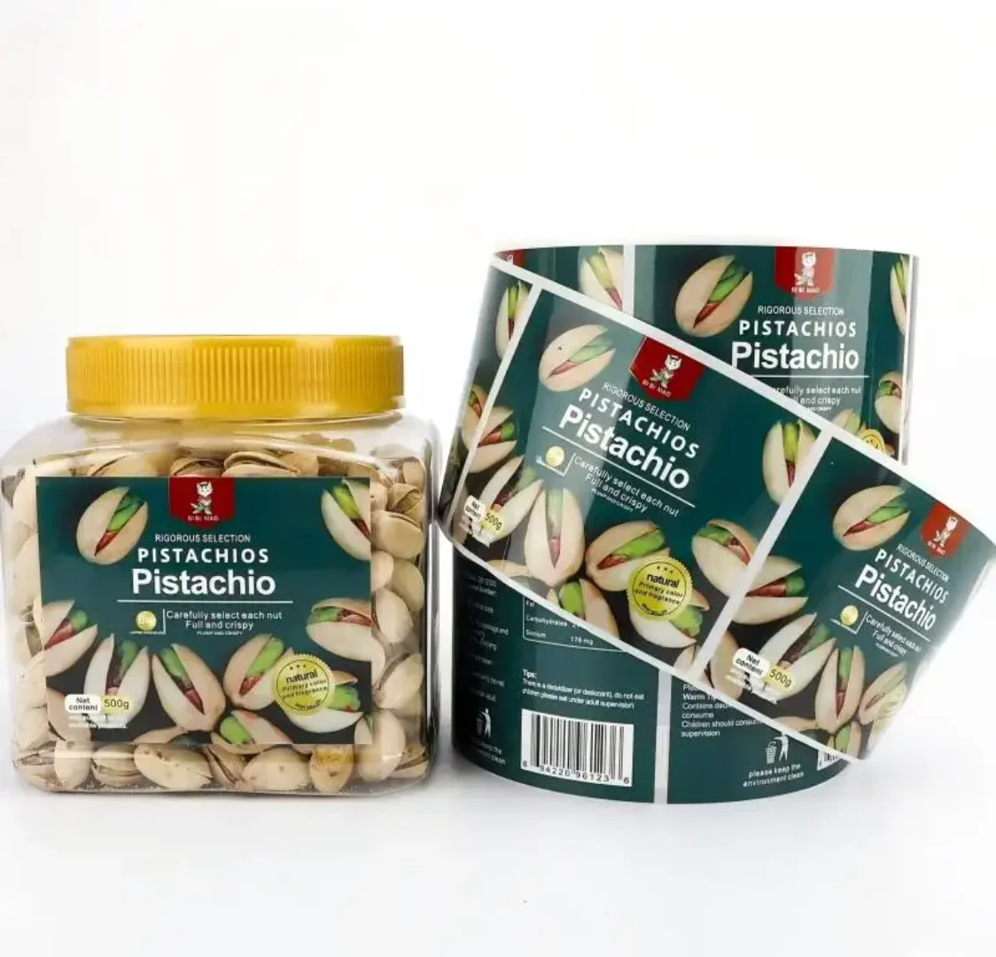 Custom snack stickers, nuts, dried fruits, and food packaging seals, self-adhesive labels, and logo printing. Custom designs av