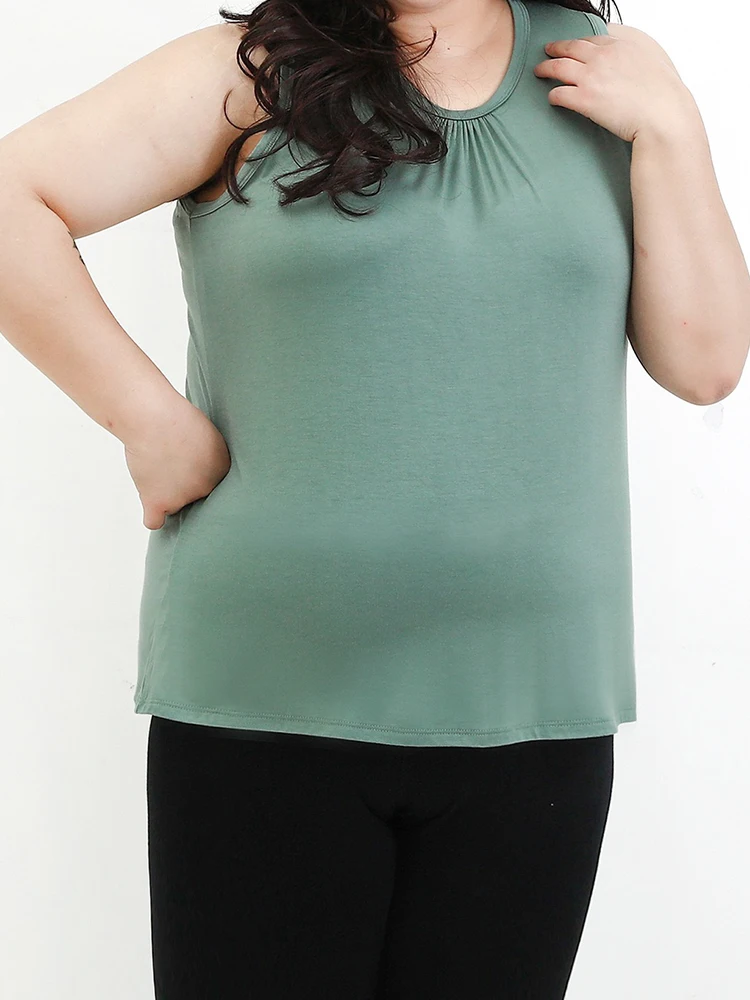 Women\'s Crewneck Basic Tank Tops Plus Size Casual Loose Sleeveless Shirts Scoop Neck Cotton Tank Tee Blouses 2XL 3XL ouc1629