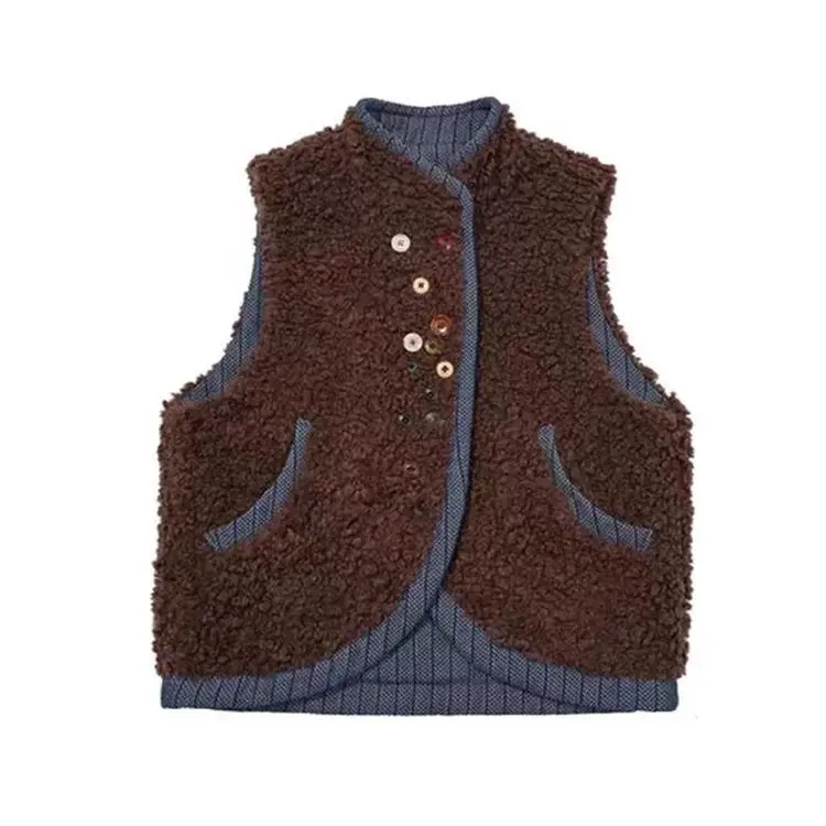 

Vests Waistcoats Thick Womens For Ladies Spring Minimalist Cashmere Lapels Single-Breasted Regular Pure Academia Cleanfit Gentle