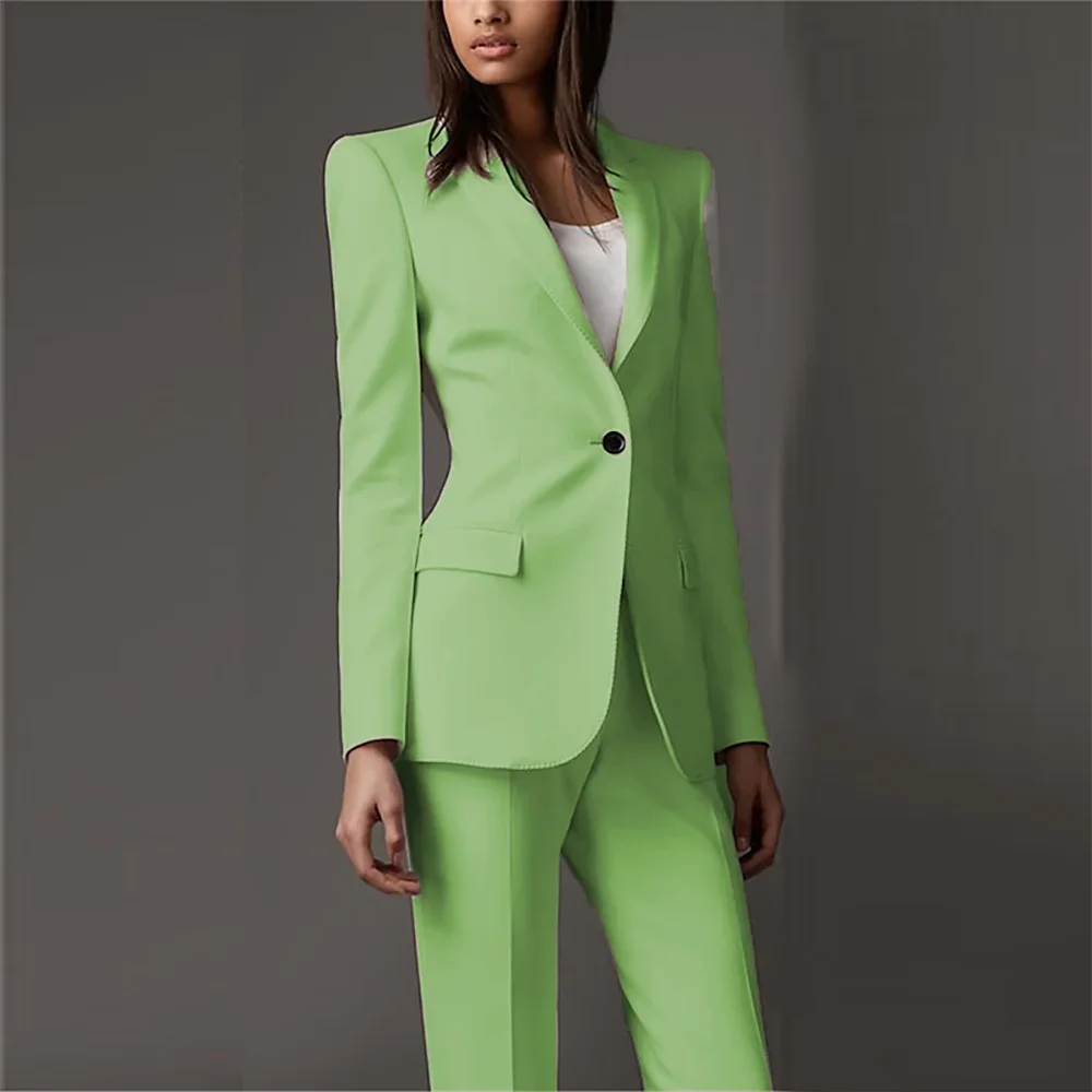 Pink Women Business Solid Color Pants Suits Formal Office Ladies 2 Pieces Set Female Slim Fit Fashion Single Buttons Custom Made