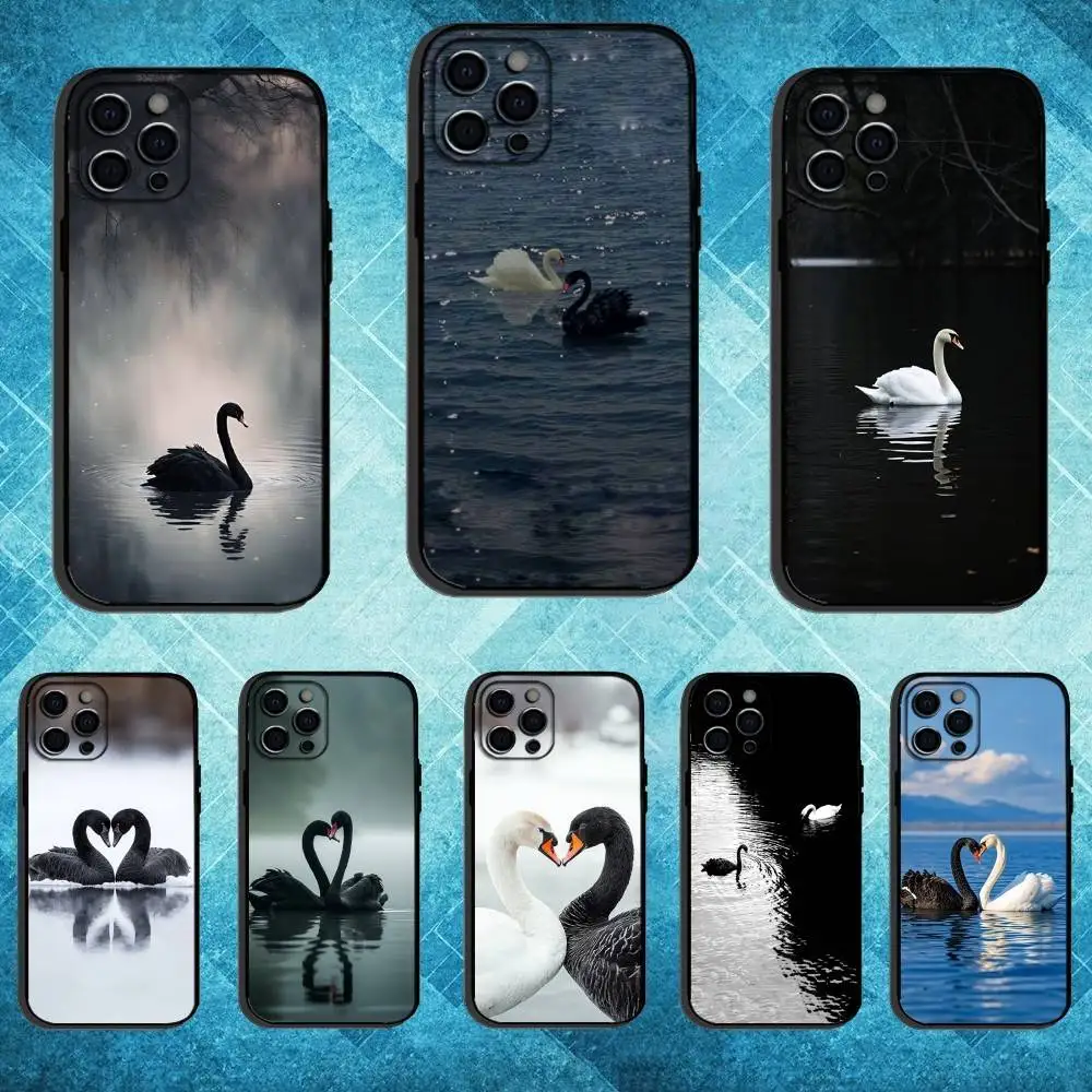 

Swan Photography Phone Case For iPhone17,16,15,14,13,12,11 Plus,Pro Max Soft Black Cover