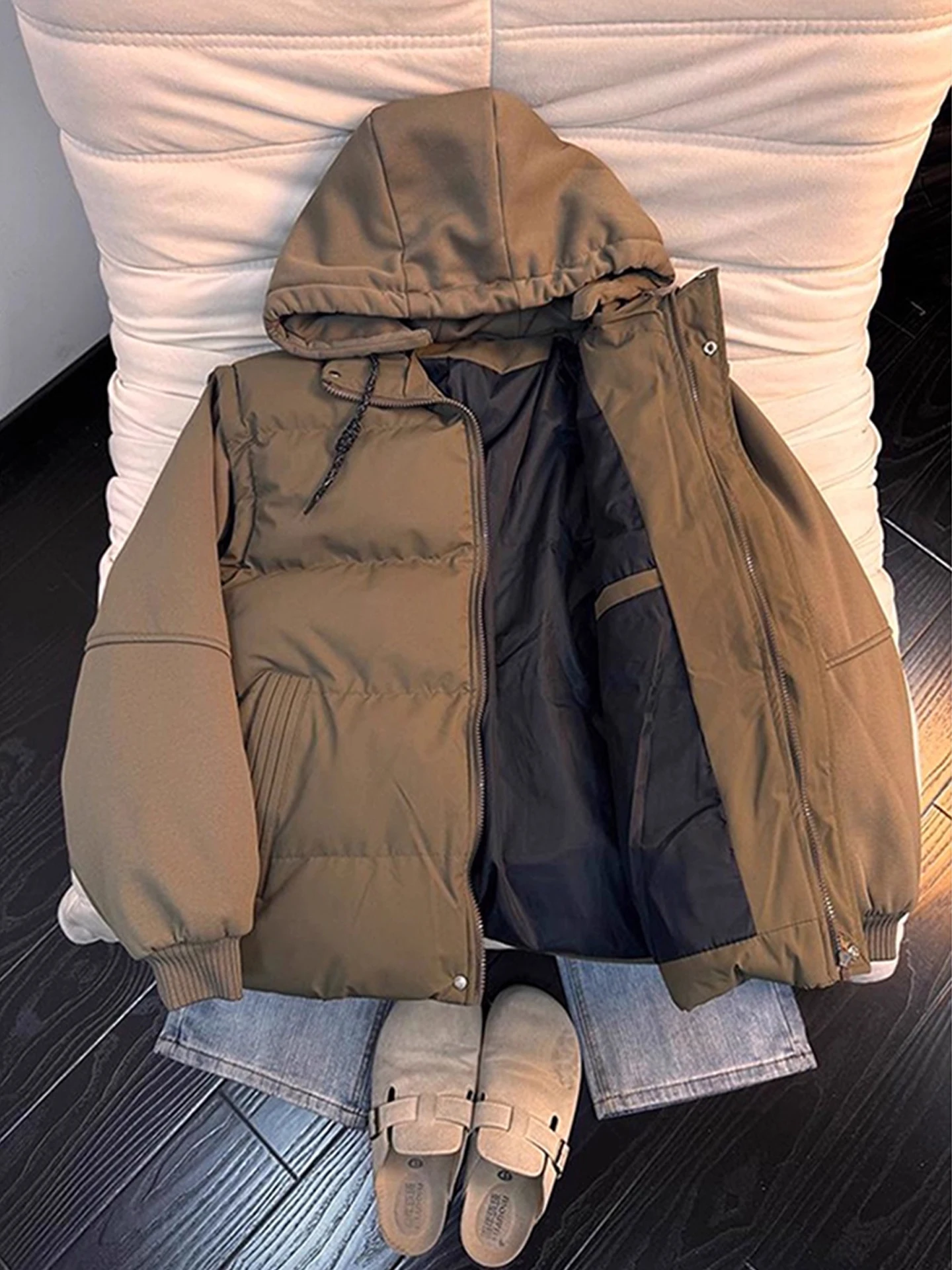 American Sle Thiened Jaet in cotone con cappuccio, vestibilità ampia, capispalla invernale per uomo e donna, calore garantito