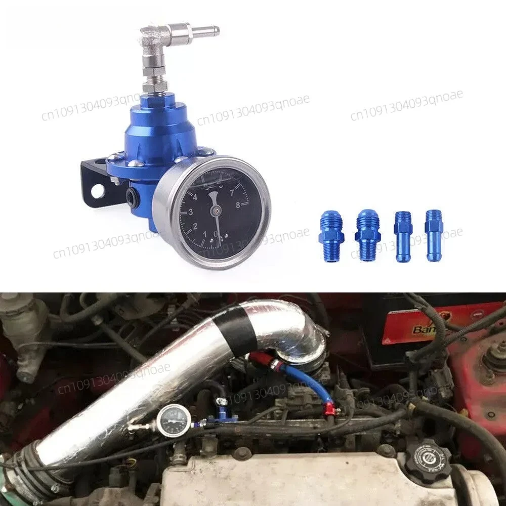 

Adjustable Fuel Pressure Regulator with Gauge Kit 7 Colors Aluminum Vehicle Refitting Fuel Supercharger
