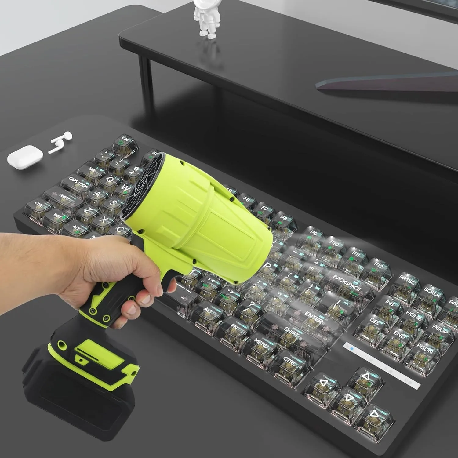 

Миниатюрная портативная беспроводная воздуходувка для листьев для дома, дворов, балконов и террас с 2 литиевыми батареями и зарядным устройством