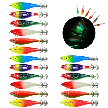 웹풋 문어 에기 오징어 낚시 미끼 후크, 미니 발광 워블 오징어 미끼, 크랭크 베이트, 인공 미끼, 1-10 개