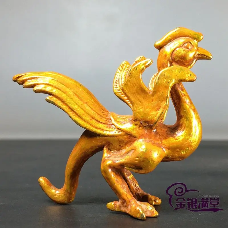 Gilt Mythical beast vermilion bird Ornament Decoration Tea Pet Figurines Desk Decor Accessories