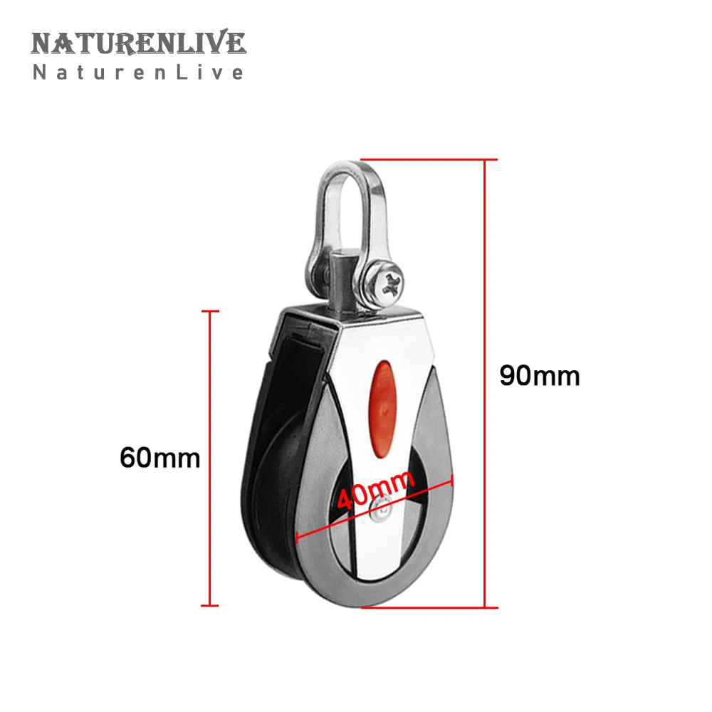 2/4Pcs Universal Head Single Pulley 316 Stainless Steel Swivel Nylon Pulley 1500Lbs Load for Fitness Equip Yacht Marine Rigging