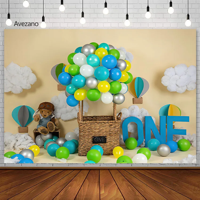 

Avezano Newborn 1st Birthday Portrait Photography Background Balloon Cloud Boy Cake Smash Decor Backdrops Photo Studio Photozone