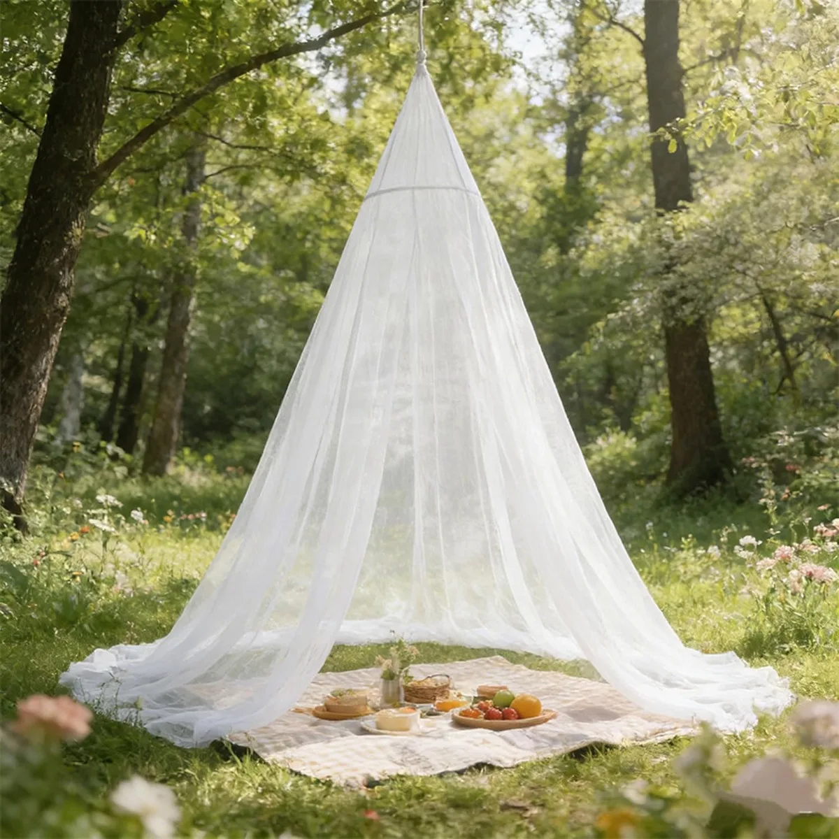 Portable Ceiling Hanging Mosquito Net Thick Mesh Anti Insect Canopy With Hook Rope Storage Bag For Indoor Bedroom Outdoor Campin