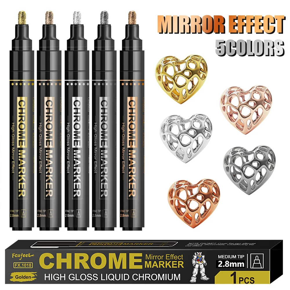 

2.8MM chrome-plated marker model Gundam complementary color DIY paint pen waterproof mirror metal paint pen high-gloss