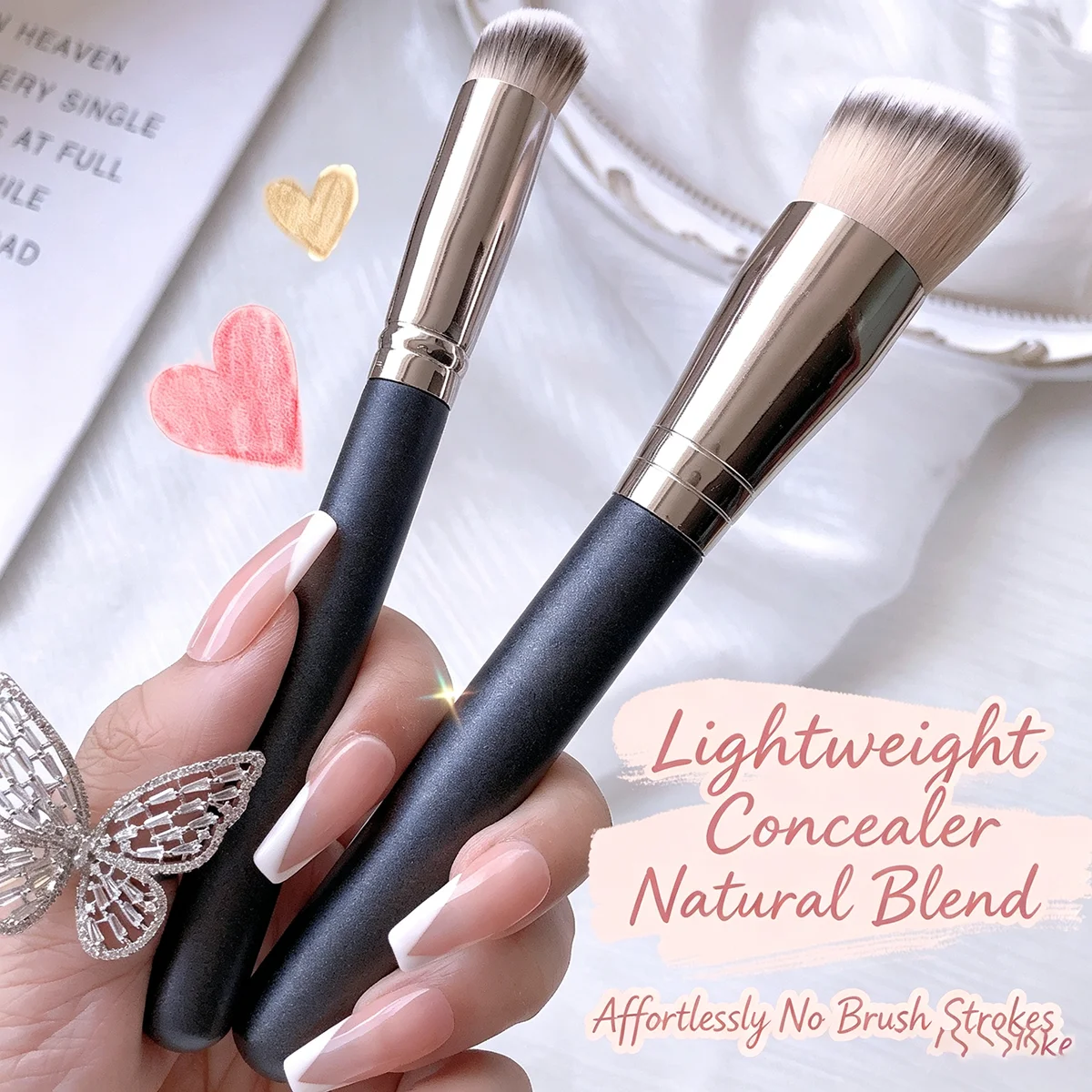 Mini Concealer Makeup Brush, Round Dome Head, Soft Dense Bristles, Ideal for Spot Concealing, Blending Under Eye Foundation