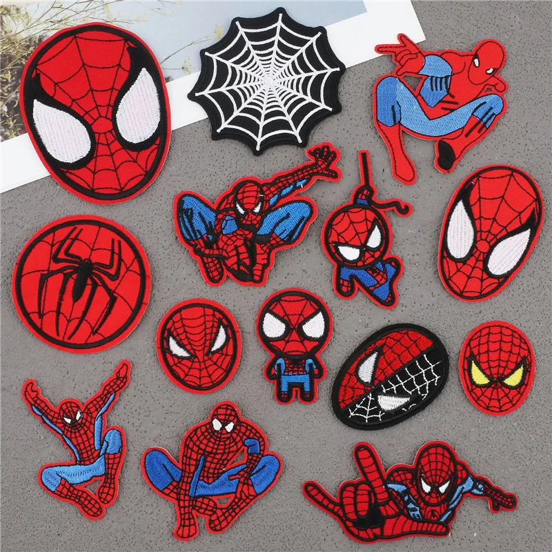 15pcs Spiderman DIY Icon Ironing Patch Anime Figure Yoshi Wario Bowser Applique Embroidery Accessories Clothes Patch